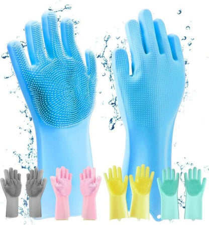 Silicone Full Finger Washing Gloves – Reusable Cleaning Gloves for Home Use (Random Colors)