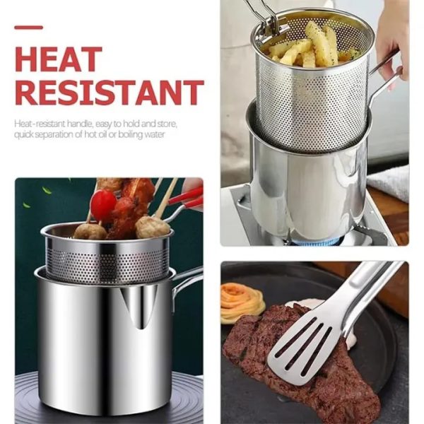Stainless Steel Deep Fryer Pot with Strainer Basket – 12L Capacity for Frying, Boiling & Baking