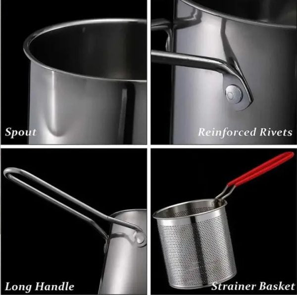 Stainless Steel Deep Fryer Pot with Strainer Basket – 12L Capacity for Frying, Boiling & Baking