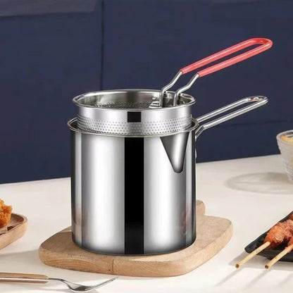 Stainless Steel Deep Fryer Pot with Strainer Basket – 12L Capacity for Frying, Boiling & Baking