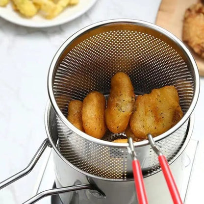 Stainless Steel Deep Fryer Pot with Strainer Basket – 12L Capacity for Frying, Boiling & Baking