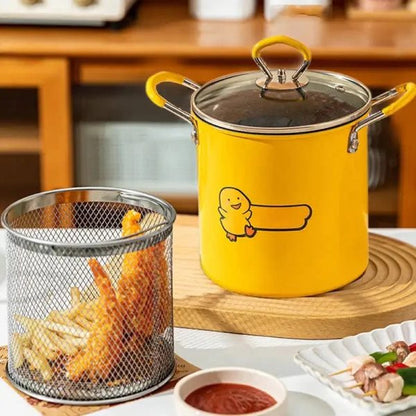 Stainless Steel Deep Fryer Pot with Strainer Basket – 12L Capacity for Frying, Boiling & Baking