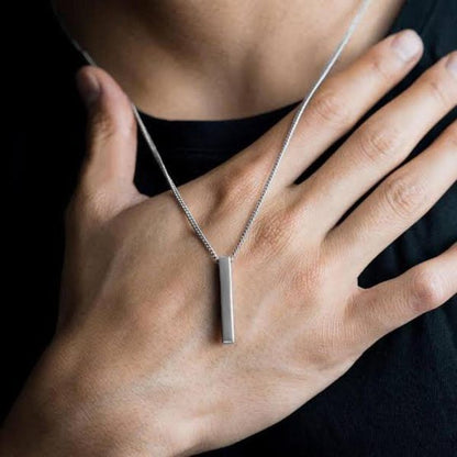 Vertical Bar Pendant Necklace – Stylish Locket Chain for Men, Boys & Girls