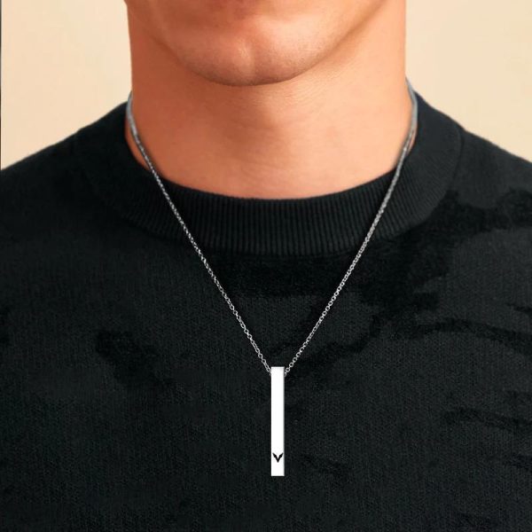 Vertical Bar Pendant Necklace – Stylish Locket Chain for Men, Boys & Girls
