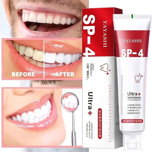 Yayashi SP-4 Ultra Whitening Toothpaste – Probiotic Stain Remover, Gum Protection & Fresh Breath – 120g